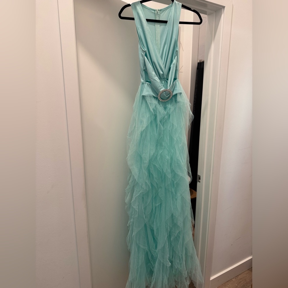 Chic Turquoise Layered Maxi Dress